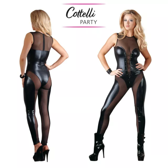 Cottelli Collection Party Jumpsuit Hot Tuta Nera Overall Wetlook BDSM donna