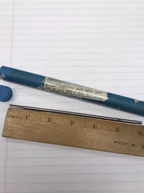 1 pc.  4-48 X 6” oal. GH2 HS 2 FLUTE BOTTOMING TAP. USA (loc stk)