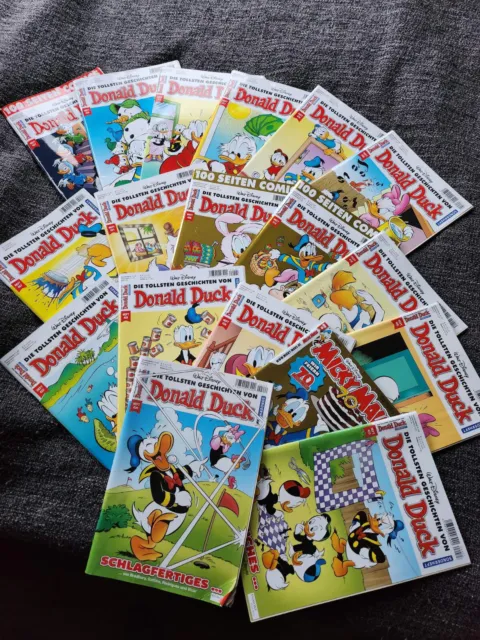 17 Donald Duck Hefte, 1 Micky Maus Heft, Softcover, Konvolut, Paket