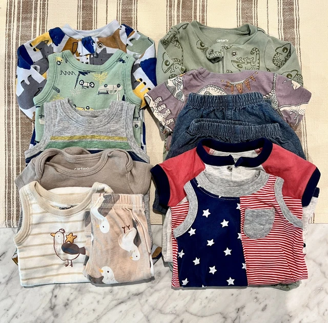 Newborn Baby Boys Carters 12 Piece Clothing Lot, Gently Used