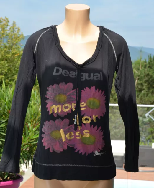 Desigual- Muy Bonito Top Negro Mangas Largas Negro- Talla M - Excelente Estado