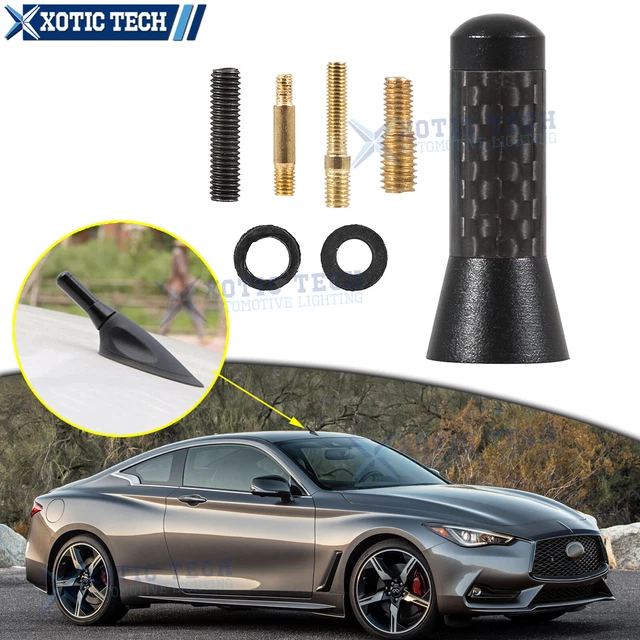 FM/AM Aluminum/Carbon Fiber Short Screws-On Type Antenna For Infiniti Q50 Q60