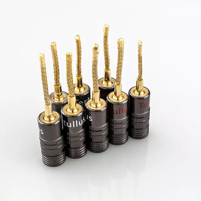 8Pcs 2MM Copper Gold-Plated Banana Pin Plug Hifi Speaker Wire Braided Connector