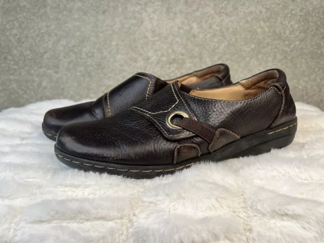 Clarks Loafer Womens 8.5 Brown Slip On Round Toe Casual Comfort Shoes Leather