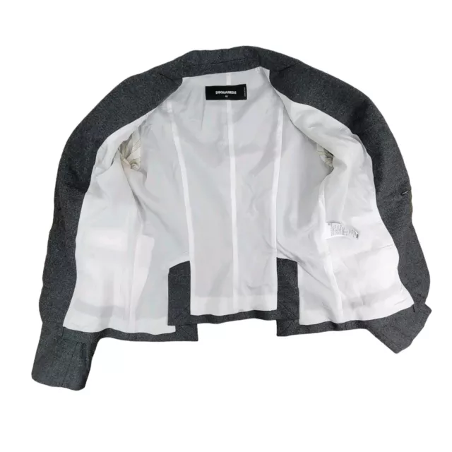 DSquared2 Blazer Gray Virgin Wool Size 40 One-Button Jacket Multi Pocket Notch 3