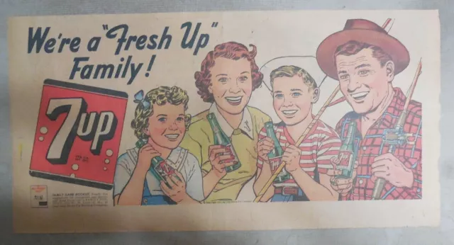 7-Up Ad: Fresh Up With Seven-Up! We're A Fresh Up Family 1940's  7.5 x 15 inches 3