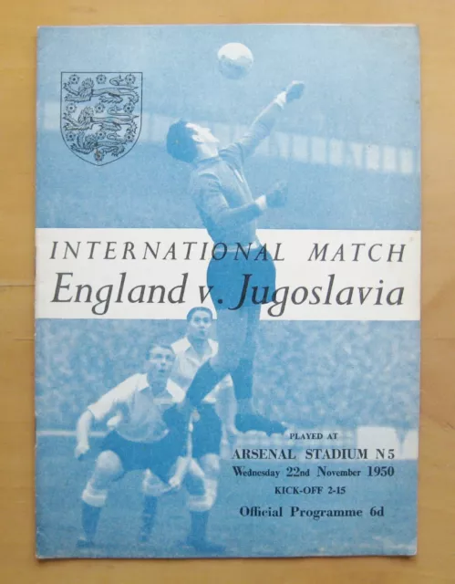 ENGLAND v YUGOSLAVIA 1950 @ ARSENAL *Excellent Condition Football Programme*