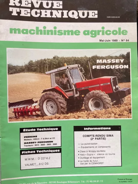 Revue Technique N° 64 - Tracteur Massey Ferguson 3610 - 3630 - 3650 - 3680