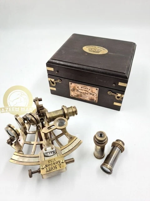 J Scott London Sextant mit Holzbox, Navigationssextant, nautisch, massives...