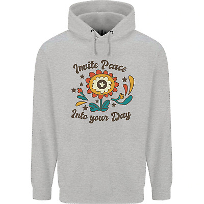 Invite Peace Day Hippy Flower Power Funny Mens 80% Cotton Hoodie