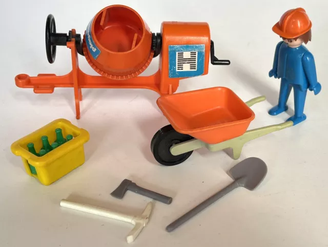Playmobil, Hand-Betonmischer mit Bauarbeiter + Zubehör, 1978