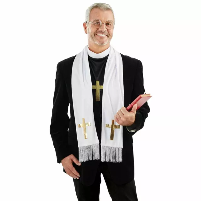 Mens Vicar Costume Kit for Adult Priest Father Church Fancy Dress Stag Party