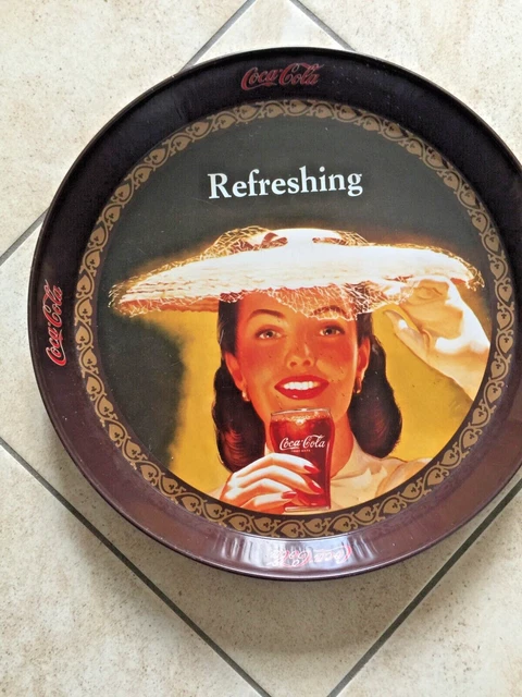 Coca Cola  Vassoio Metallo  Diametro Cm 31 Vintage  Bicchiere  Bollicine