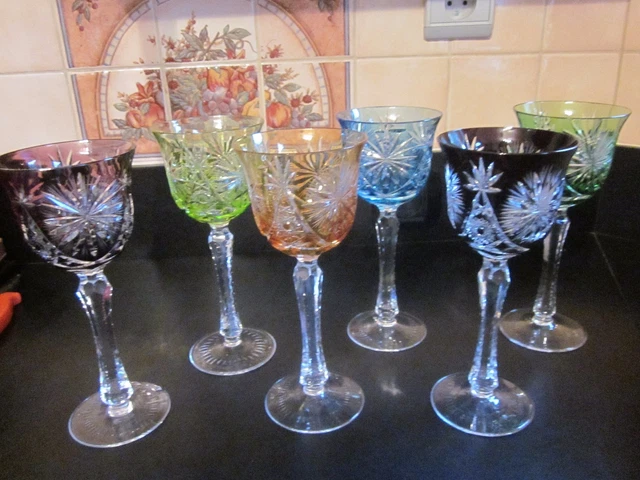 Série De 6 Verres à Pied CHANTILLY En Cristal Signé SAINT-LOUIS - Hauteur 14 Cm