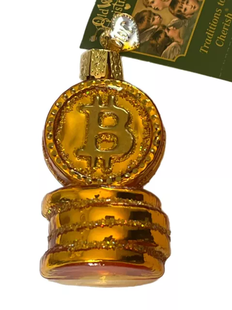 Bitcoin Ornament OWC Old World Christmas Blown Glass 36300 With Box 2021 NOS See