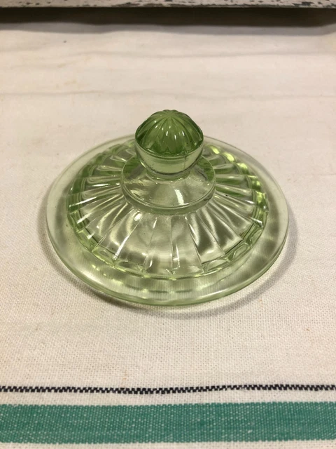 Vintage Uranium Glass Hoosier Jar Lid - Auction for LID ONLY