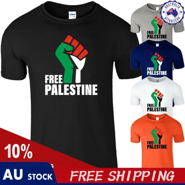Free Palestine Print Basic Shirt Top Casual Style Cotton Unisex Top Daily Outfit