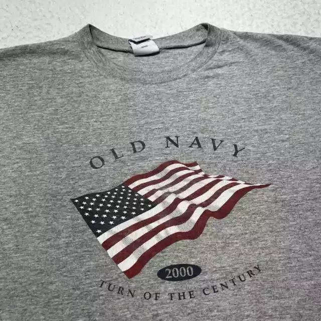 Vintage Old Navy 2000 Men's Medium Short Sleeve USA Flag Gray Graphic T Shirt 2