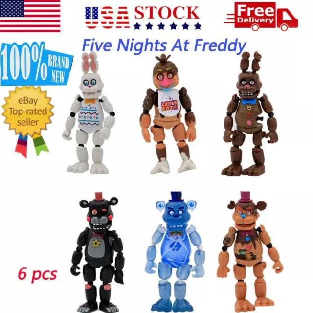 Five Nights At Freddy's FNAF Freddy w/Light PVC Action Figures 6pcs/Set Kid Gift