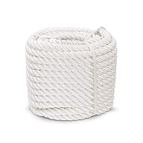 Aoneky 1/2 5/8 3/4 7/8 inch Nylon Twisted Rope - White Pull 3/8 inch x 100 ft