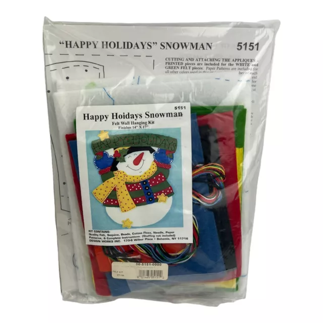 Kit muñeco de nieve Christmas Happy Holidays bordado fieltro 5151 diseño funciona aplique