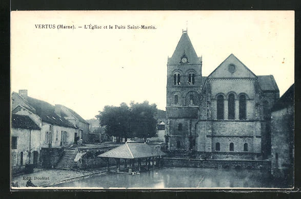 CPA Virtus, the Church and the Well Saint-Martin 1931