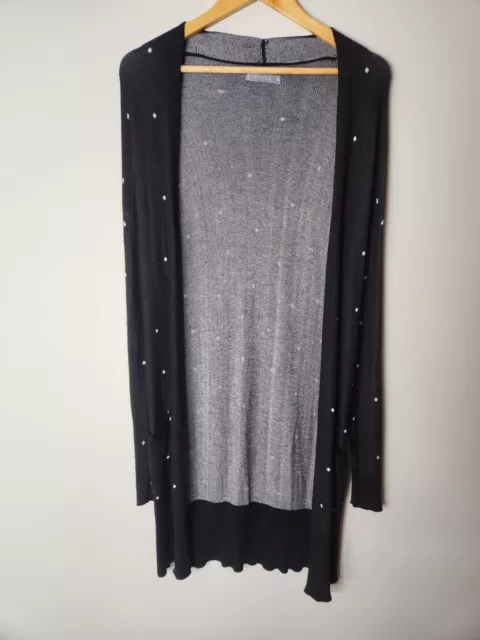 Katies Cardigan Jumper Womens Small Black Knit Polka Dot Lightweight Pockets