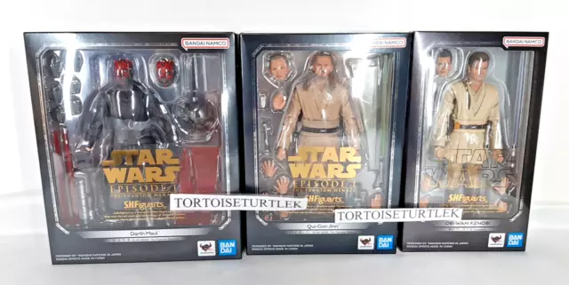 S.H.Figuarts Qui-Gon Jinn Obi Wan Kenobi Darth Maul Set STAR WARS Phantom Menace