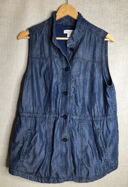 Coldwater Creek Women’s Tencel Travel Vest Denim Full Length Pickets Draw String