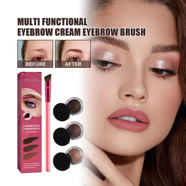 Pomada de cejas con cepillo set 4D multifuncional cepillo salvaje crema Q