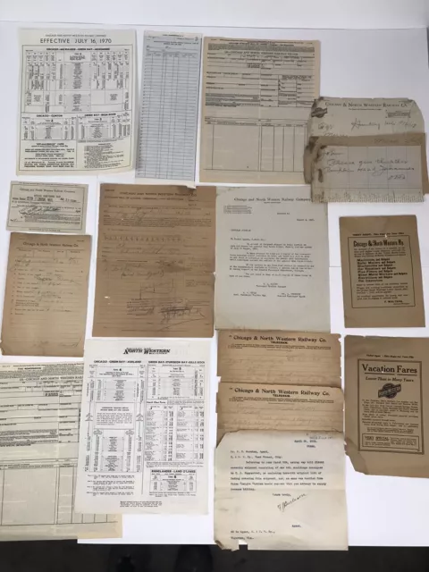 Chicago And North Western Railroad Lot Telegram,forms,letters