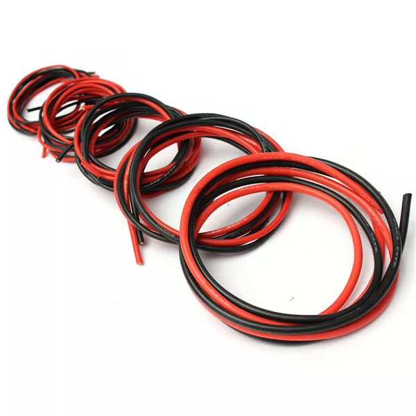 2M AWG weiches Silikon flexibles Drahtkabel 12-20 AWG (1 Meter rot + 1 Meter schwarz)