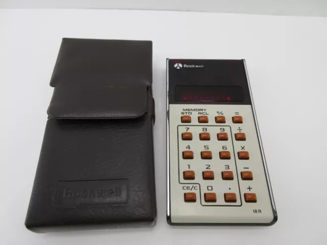 Vintage 1970s ROCKWELL 18R Calculator w/ Carrying Case  – Tested & Works Great!