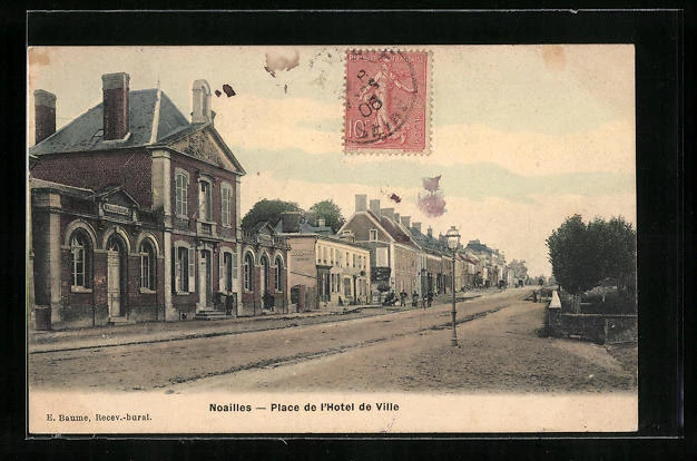 CPA Noailles, Place de l´Hotel de Ville 1906