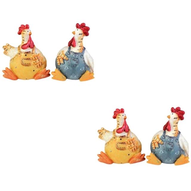 4 Pcs Mini-Gartentierfigur Mini-Huhn-Statue Hausschmuck Paarverzierung