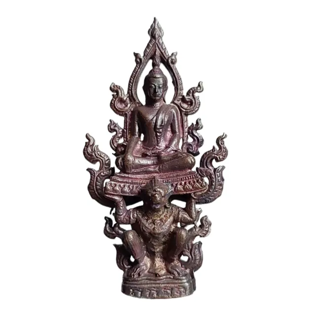 Buddha Riding Hanuman Monkey Thai Amulet Talisman Statue Figure Copper