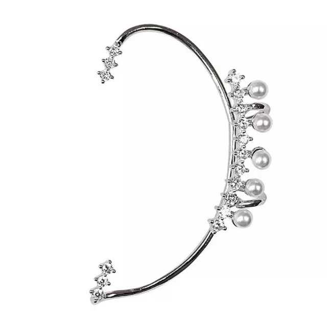 Fashion Shiny Zircon Pearl Ear Clip Ear Cuff For Women Silver Color Me!xh
