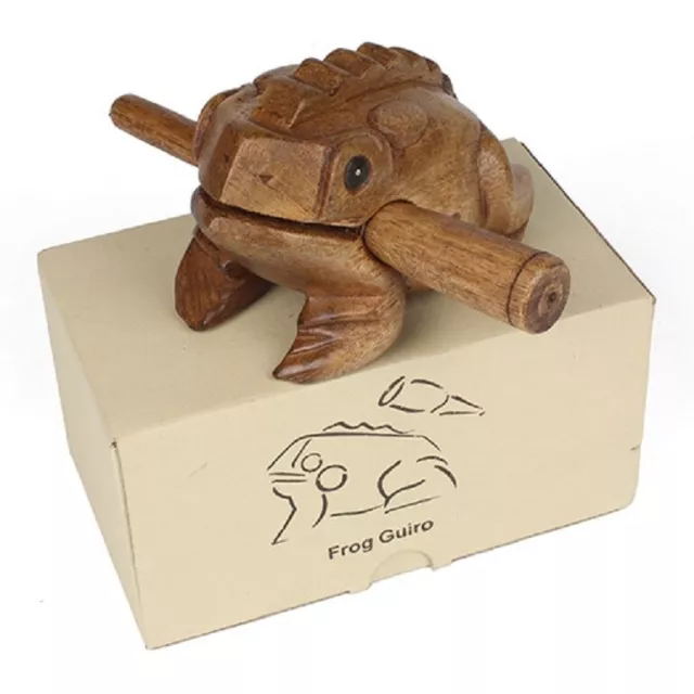 Croaking Frog Guiro Wood Carving from Thailand Percussion Instrument in Gift Box