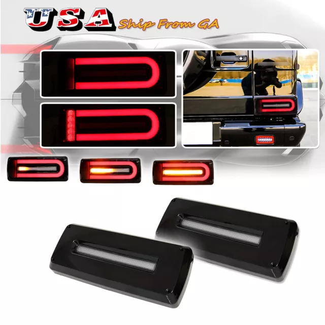 Smoked LED Sequential Tail Brake Signal Lights For 90-16 Mercedes W463 G500 G550