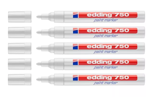 5x Edding 750 Lackmarker Lackmalstift Lackstift 2-4 mm weiß