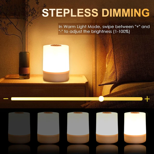 NIGHT LIGHT DIMMABLE LED Touch Sensor Bedside Table Lamp Adjustable ...