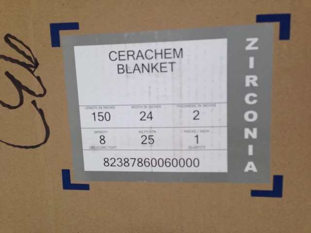 2" CeraChem Ceramic Fiber Blanket 24"x 12.5 ft FULL ROLL Thermal Ceramics 2600F