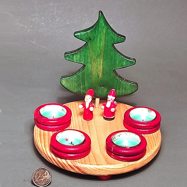 ADVENTS KRANZ AUS Holz mit Teelichtern EUR 9,90 - PicClick DE
