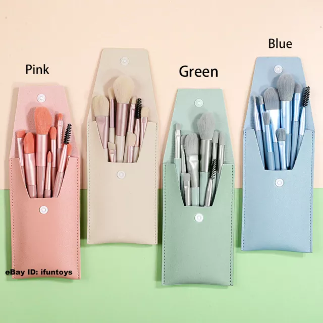 8Pcs Makeup Brush Set With Foundation Blush Eyeshadow Lip Brushes Make Up Bag UK