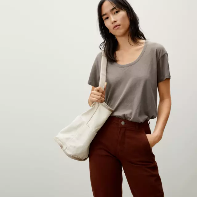 Everlane The Air T-Shirt Womens XS Clay Scoop Neck Short Sleeve Cotton