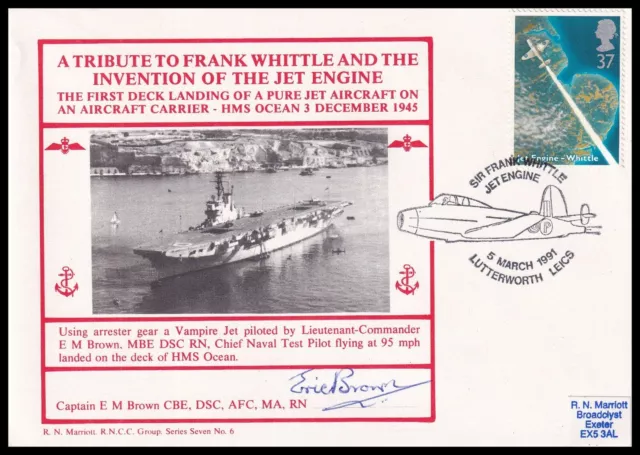 Tribute to Frank Whittle Marriott Cover Signed Test Pilot ERIC 'WINKLE' BROWN