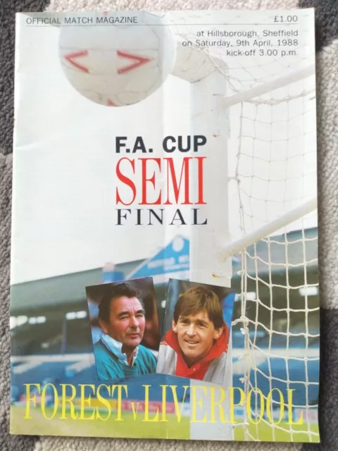 1988 FA Cup Semi Final Programme - Nottingham Forest v Liverpool