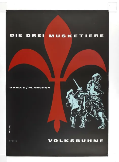 Plakat Volksbühne Berlin 1964 Entwurf KNISPEL Dumas Planchon drei Musketiere