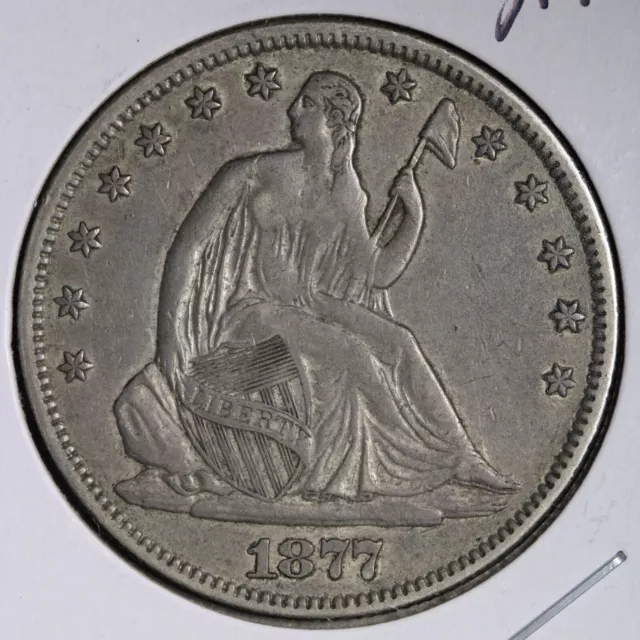 1877 Seated Liberty Silver Half Dollar CHOICE XF+ E354 T