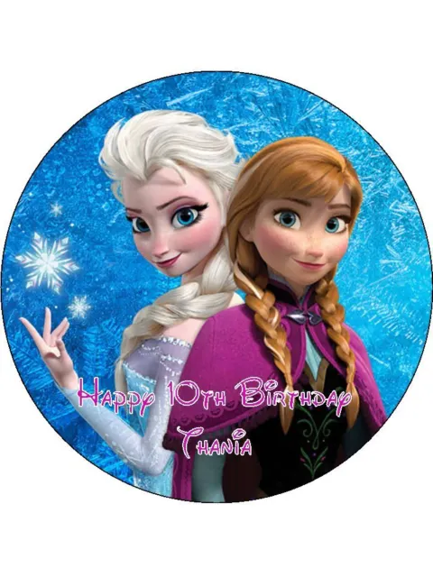 Disney Frozen Anna & Elsa Edible 7.5" Round Printed Birthday Cake Topper